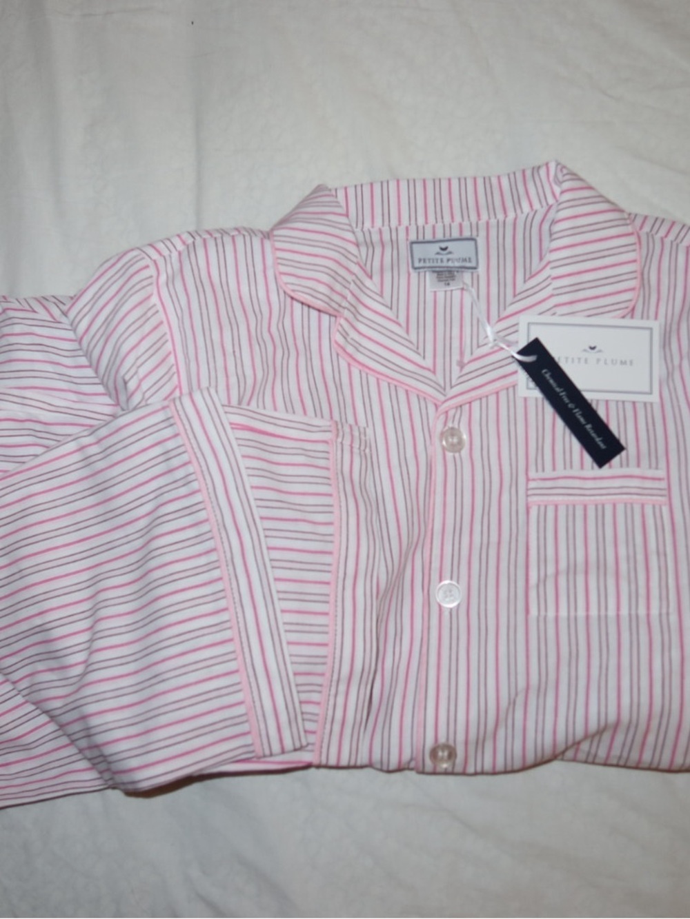 Petite Plume Girls Size 14 Twill Cotton Stripe Pajama Set
